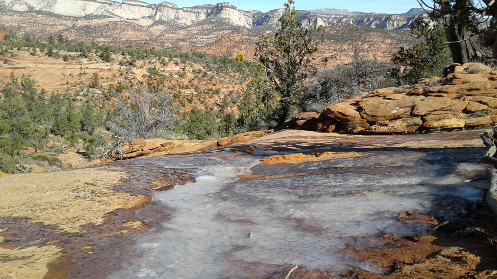 Ice slicks on trail